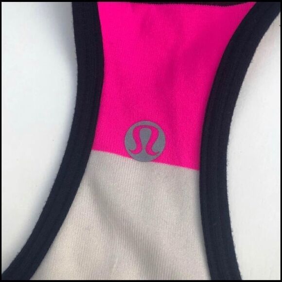 Lululemon Cool Racerback Pow Stripe Raspberry hot pink black -4 - Picture 5 of 9